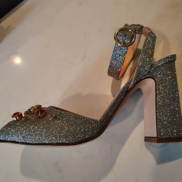 J. Crew Collection - Made in Italy Silver Glitter Vicky Pump with Jewels - Picture 4 of 6